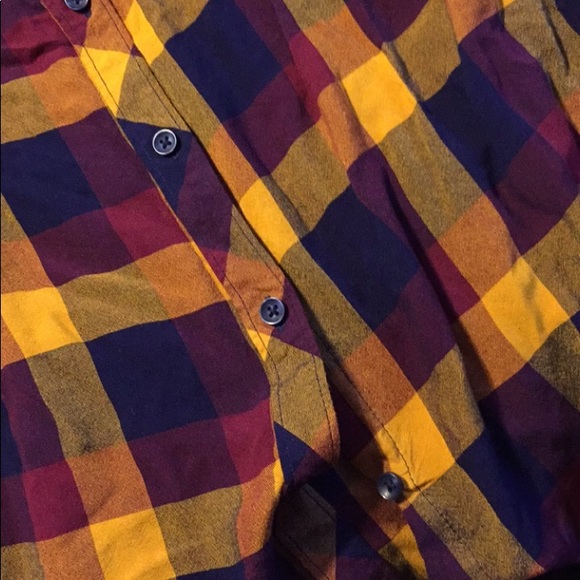 Time And Tru Purple Yellow Blue Plaid 
